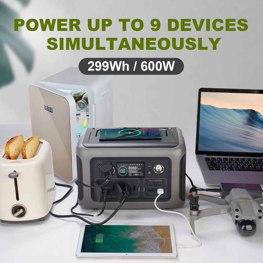 Portable Power Station 600W LiFePO4 with Solar Panel - Tidesmit Tidesmit