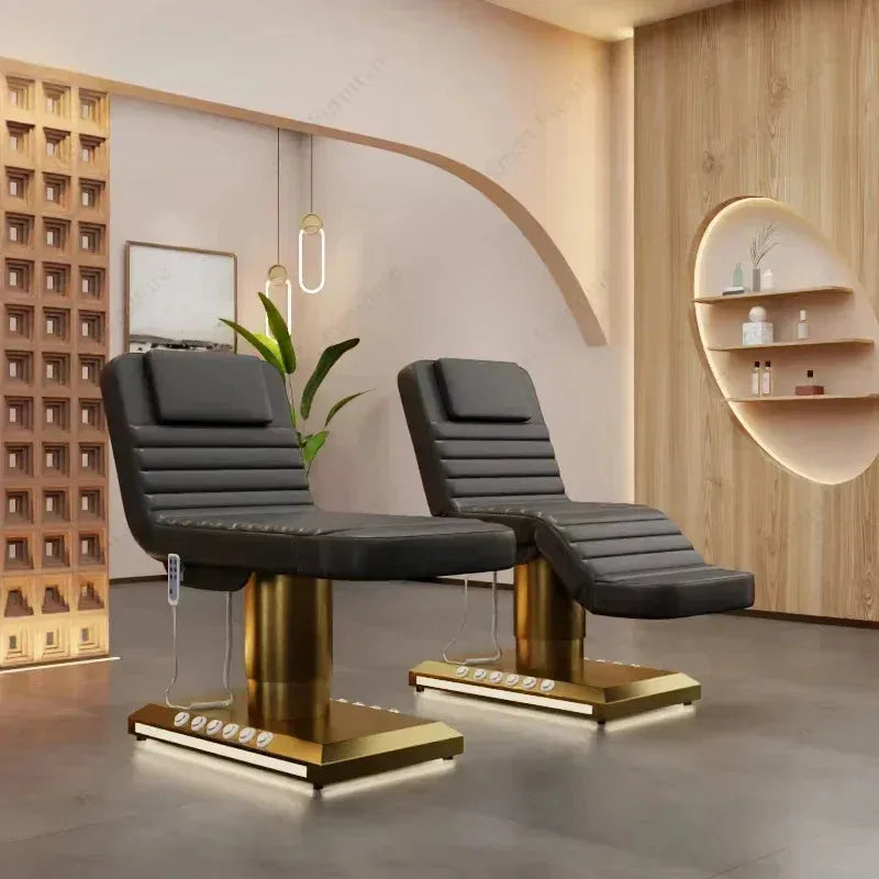 Electric Beauty Bed with 3 Motors and Gold Stainless Steel Base Massage Chairs Tidesmit