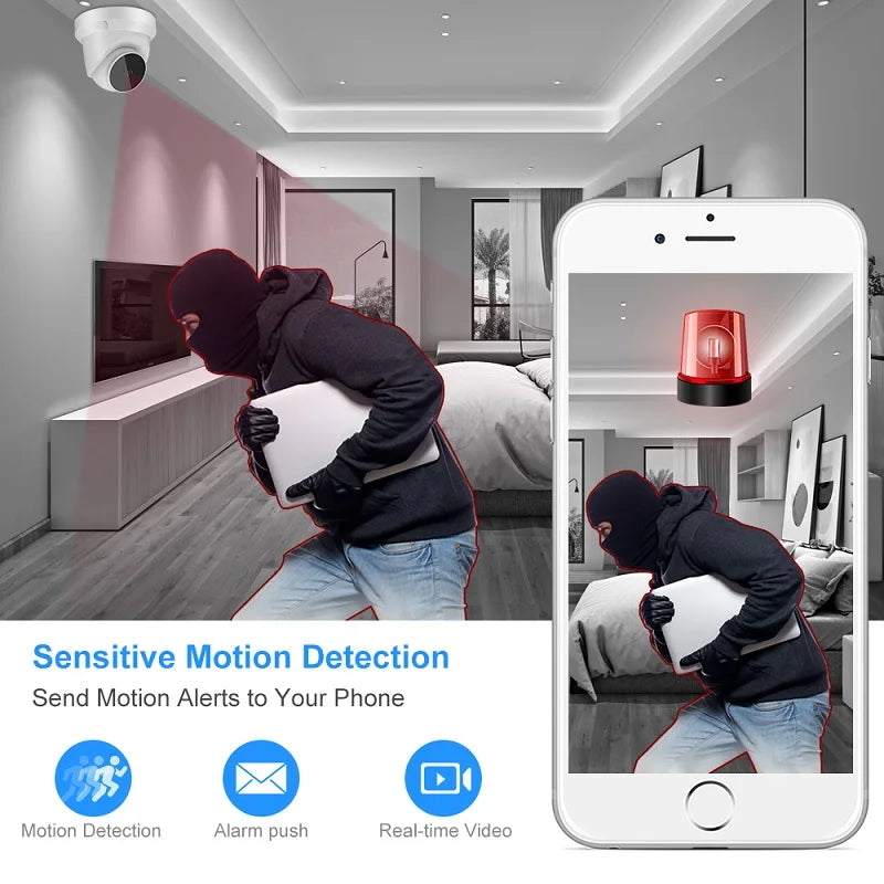 3MP WiFi IP Camera V380 Pro App Smart Home Security Night Vision Indoor Ceiling Mount Wireless CCTV Dome Camera