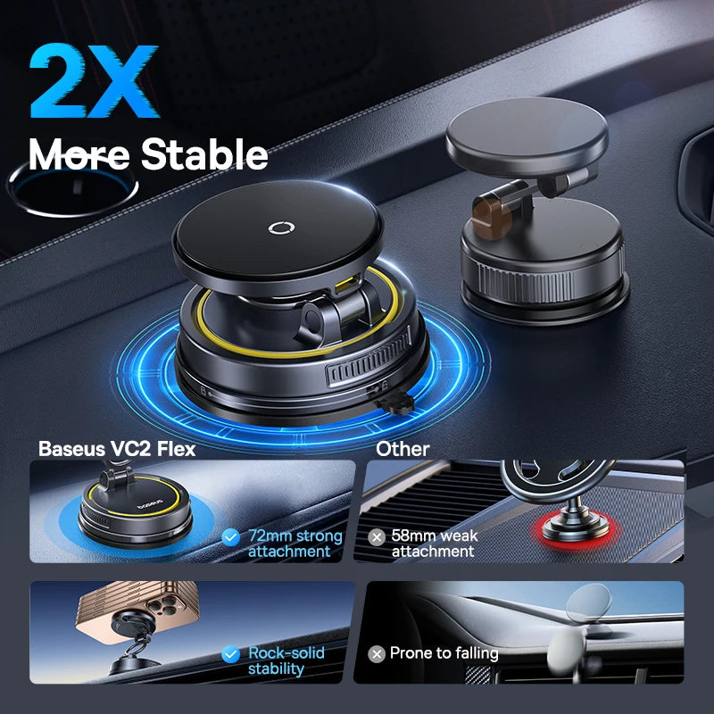 Magnetic Car Phone Holder | Silver 360 Rotation MagSafe Compatible Mount Tidesmit