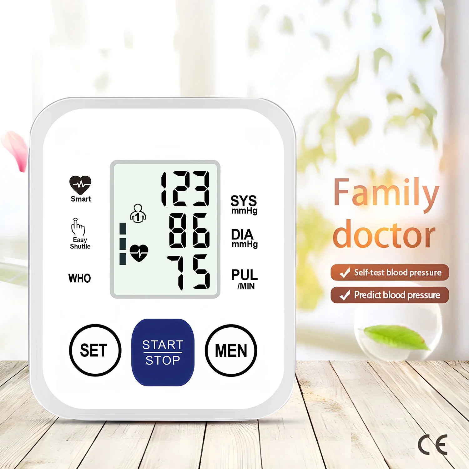Medical Blood Pressure Tensiometer LED Display Digital BP Heart Rate Meter Arm cuff Blood Pressure Monitor BP Pulse Rate Meter