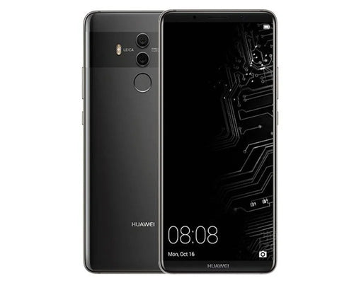 Grey Huawei Mate 10 Pro 4G smartphone, dual Leica camera, fingerprint sensor, front and back view, 4000mAh battery.