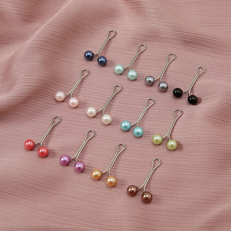 12pcs/Bag Muslim Hijab Pins Scarf Fashion Women Safey Brooch Jewelry Islamic Multicolor Headscarf Ethnic Buckle Accessories