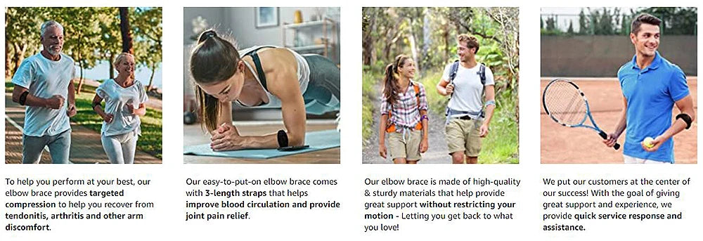 1 PCS Tennis Elbow Brace for Tendonitis, Forearm Brace Support Band with Compression Pad and Elbow Strap Wrap for Golfers Unisex