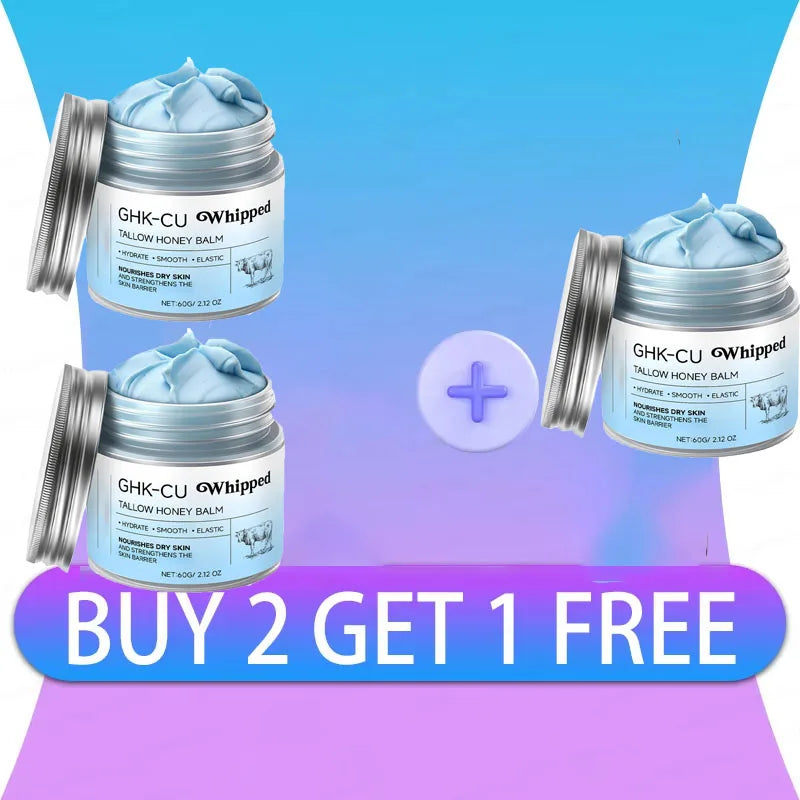 2026Blue Balm Moisturizer with GHK-Cu Copper Peptides & Beef Tallow: Manuka Honey Care for Mature Dry Skin