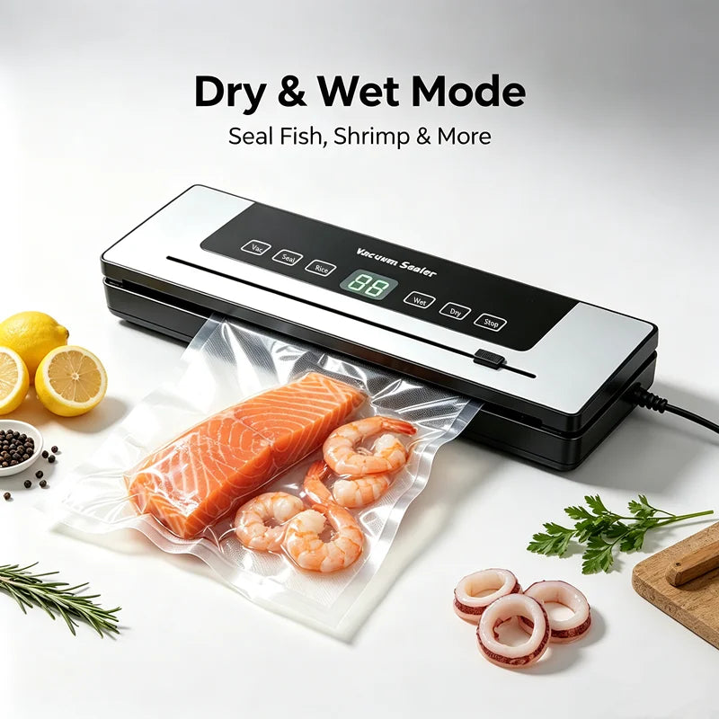 Electric Vacuum Sealing Machine Food Storage Sealing Touch Dry/Wet Built-in Cutter Kitchen Food Sealing Vacuum Packaging Machine