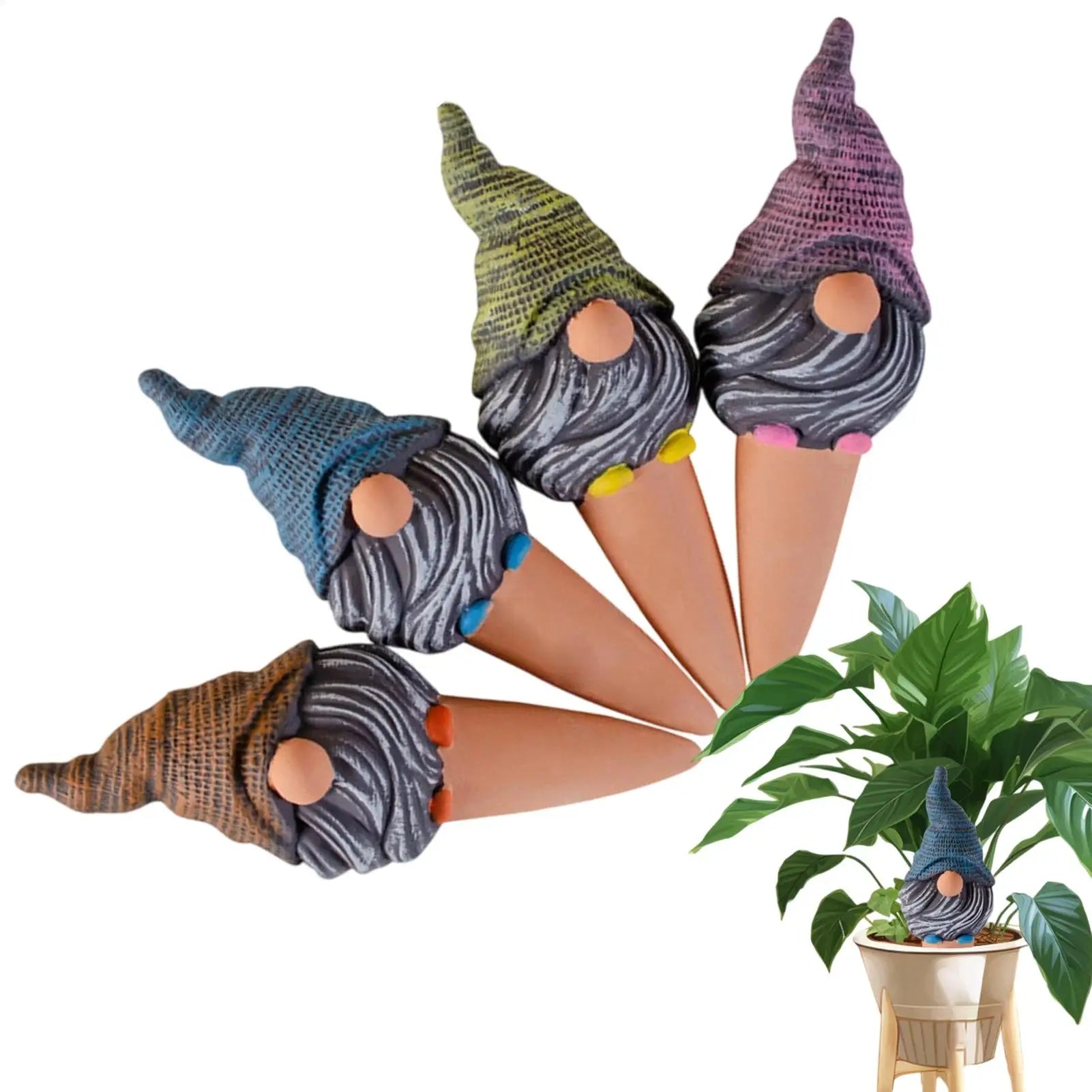 Automatic Potted Plant Watering SystemCute Gnome Shape Irrigation Spikes Efficient Self Watering Planter Insert Plant Waterer