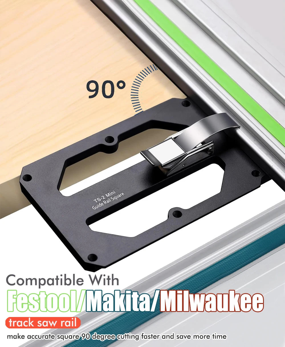 Woodworking Guide Rail Square Right Angle Positioning Plate Match TS55/TS75 Slide Rails Compatible with Festool/Makita/Milwaukee