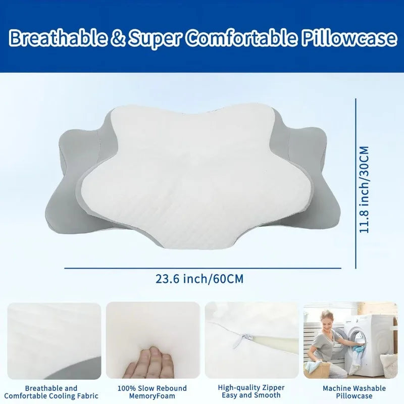 Butterfly Side Sleeping Pillow with Memory Cotton for Neck Support Massage Cushion Tidesmit
