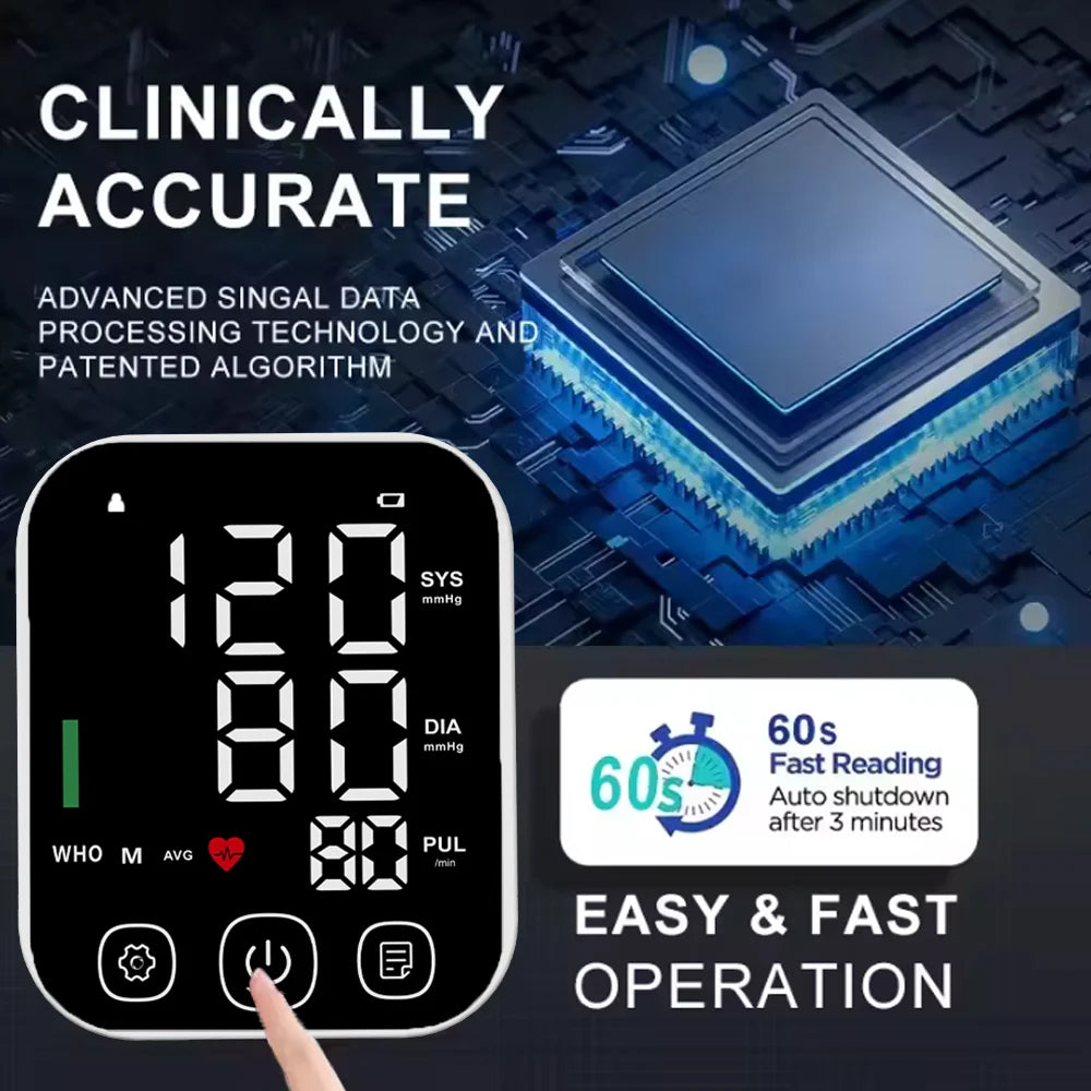 Rechargeable Blood Pressure Monitor Portable Digital Arrhythmia Meter Upper Arm Automatic Tonometer Home Health Tensiometer