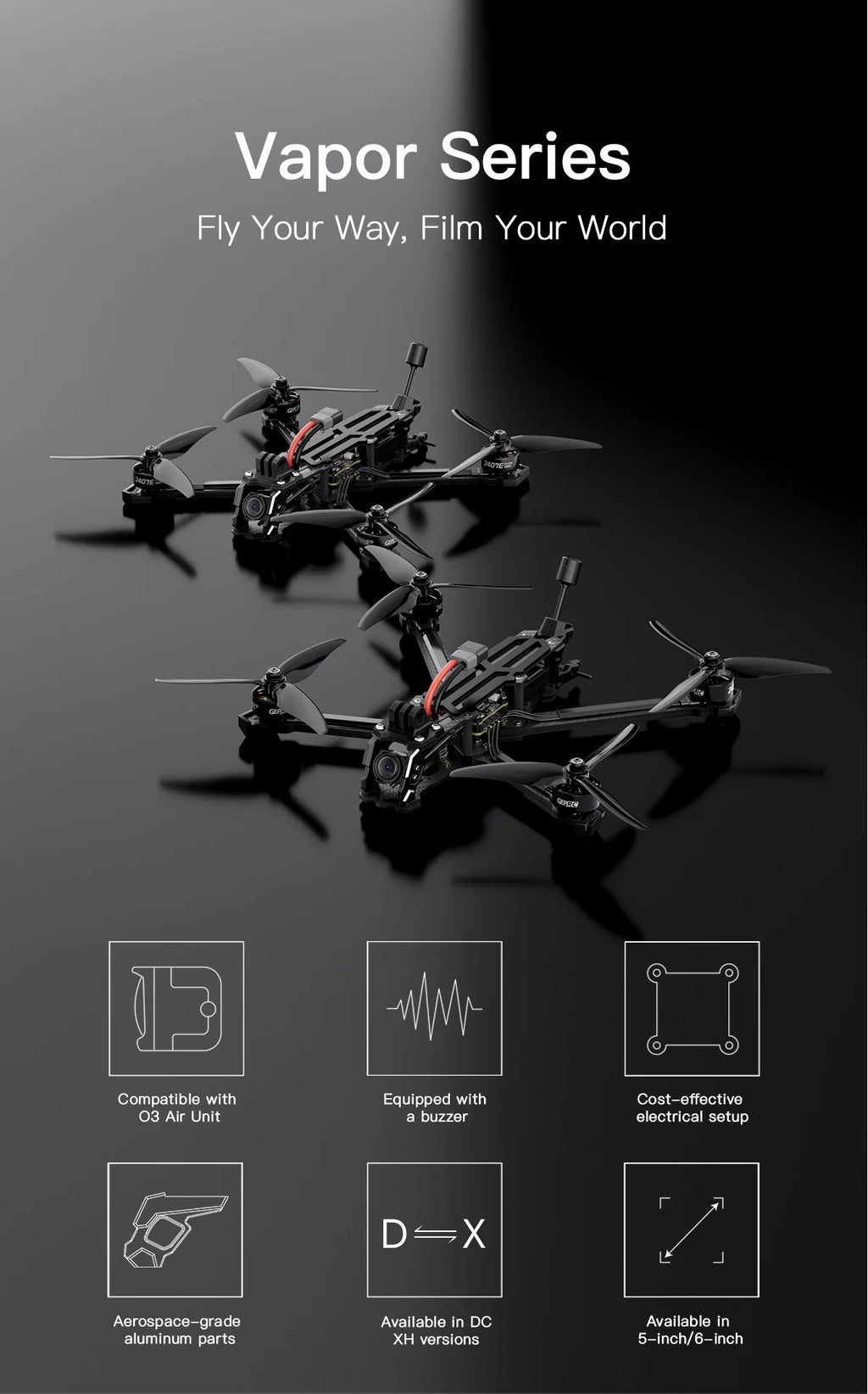 FPV Freestyle Drone 5 Inch Analog X-Frame ELRS System by Tidesmit Tidesmit