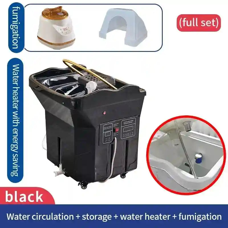 Portable Shampoo Bed with Water Tank - Mobile Spa Chair Black/White Massage Chairs BLACK Tidesmit