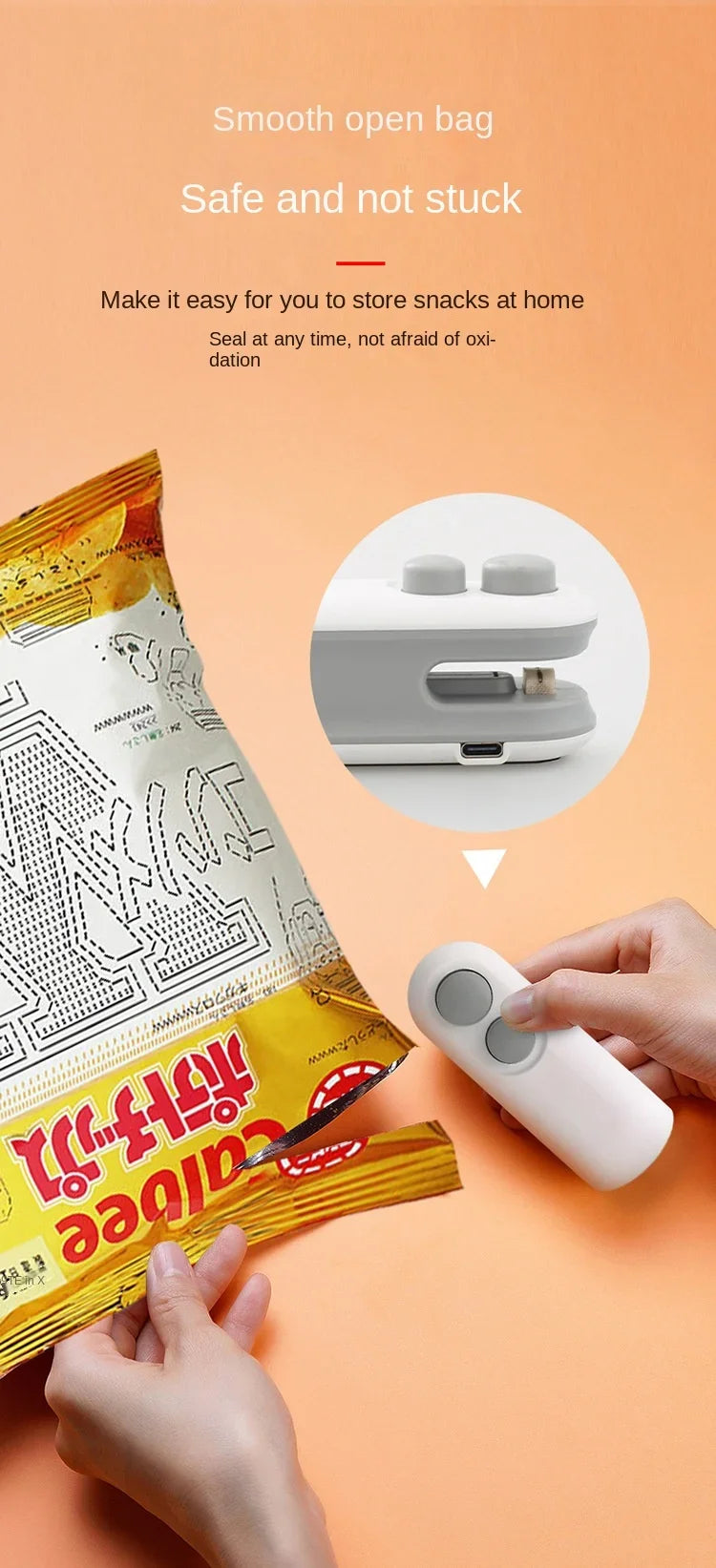 Vacuum Bag Sealing Machine Plastic Package Sealer Bags Clip Bag Handheld Sealer Food Packaging Heat Sealer For Home