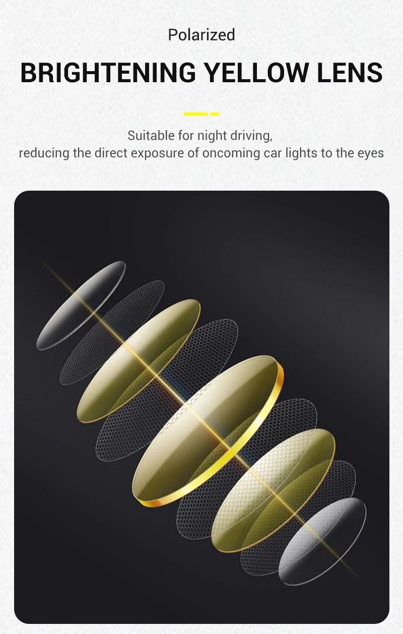 SCVCN New Yellow Polarized Night Cycling Sunglasses Bike MTB Motorcycle Glasses Outdoor Sports Fishing UV400 Glasses Men Women