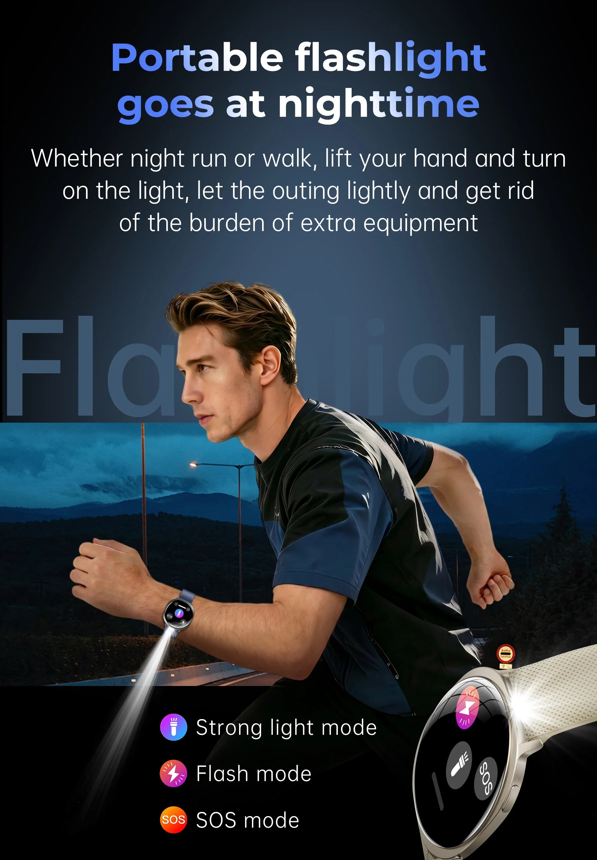 New Smart Watch Tracking Fitness Voice Assistant IP68 Waterproof Flashlight Health Round Curved Screen  Smartwatch Men Women