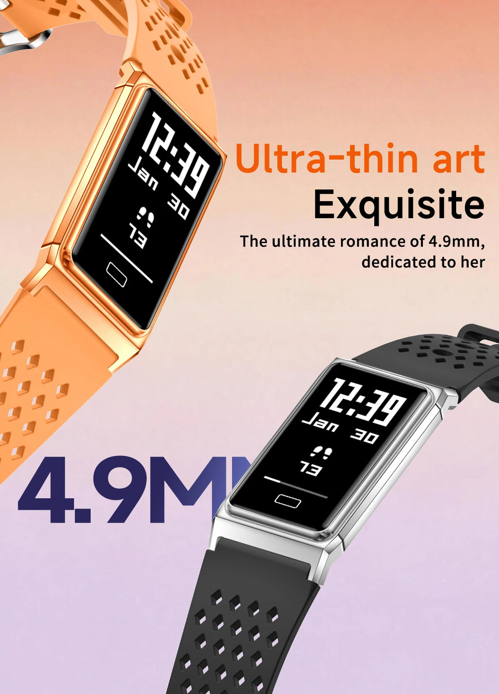 LIGE 4.9MM Ultra-Thin Fashion Men Women Smart Bracelet Sports Fitness Tracker Heart Rate Health Monitor Waterproof SmartWatch