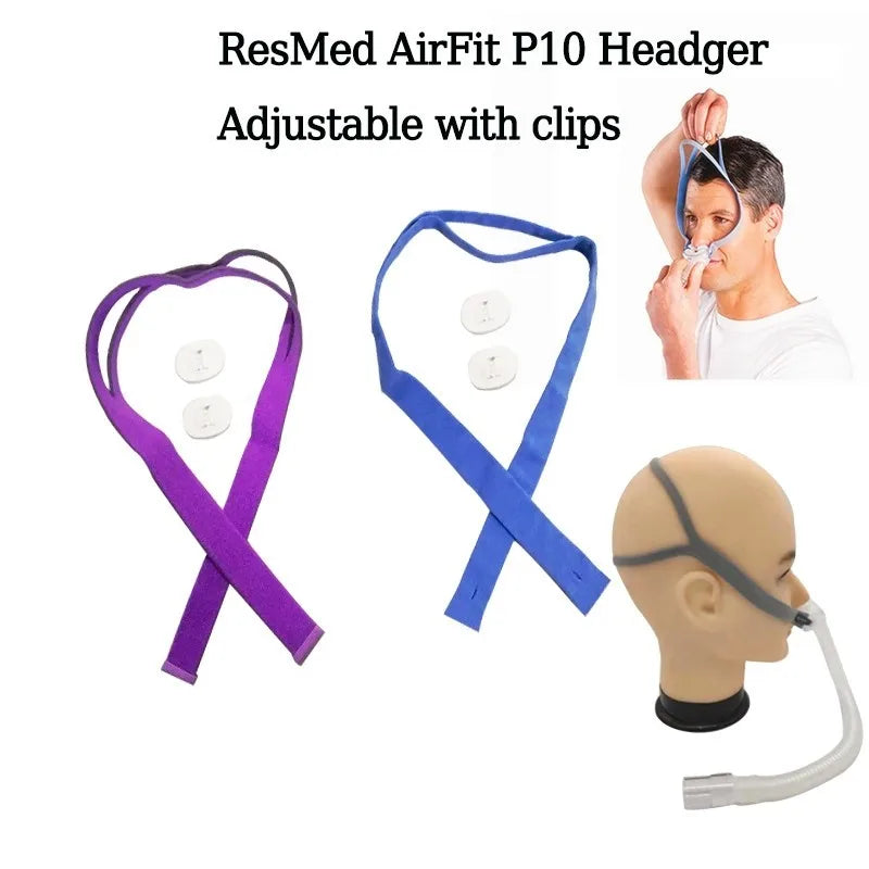 CPAP Elastic Headband Mask P10 Nasal Pillow Mask Includes 2 Adjustment Clips Suitable for Resmed Airfit P10 Nasal Mask Headband