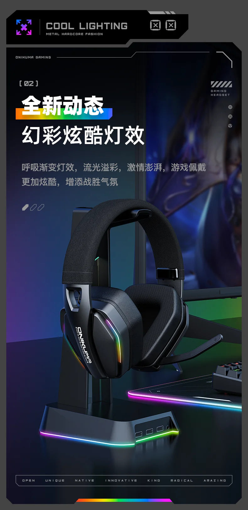 Tidesmit GT826 Wireless Over-Ear Gaming Headphones with Bluetooth 5.3 Tidesmit