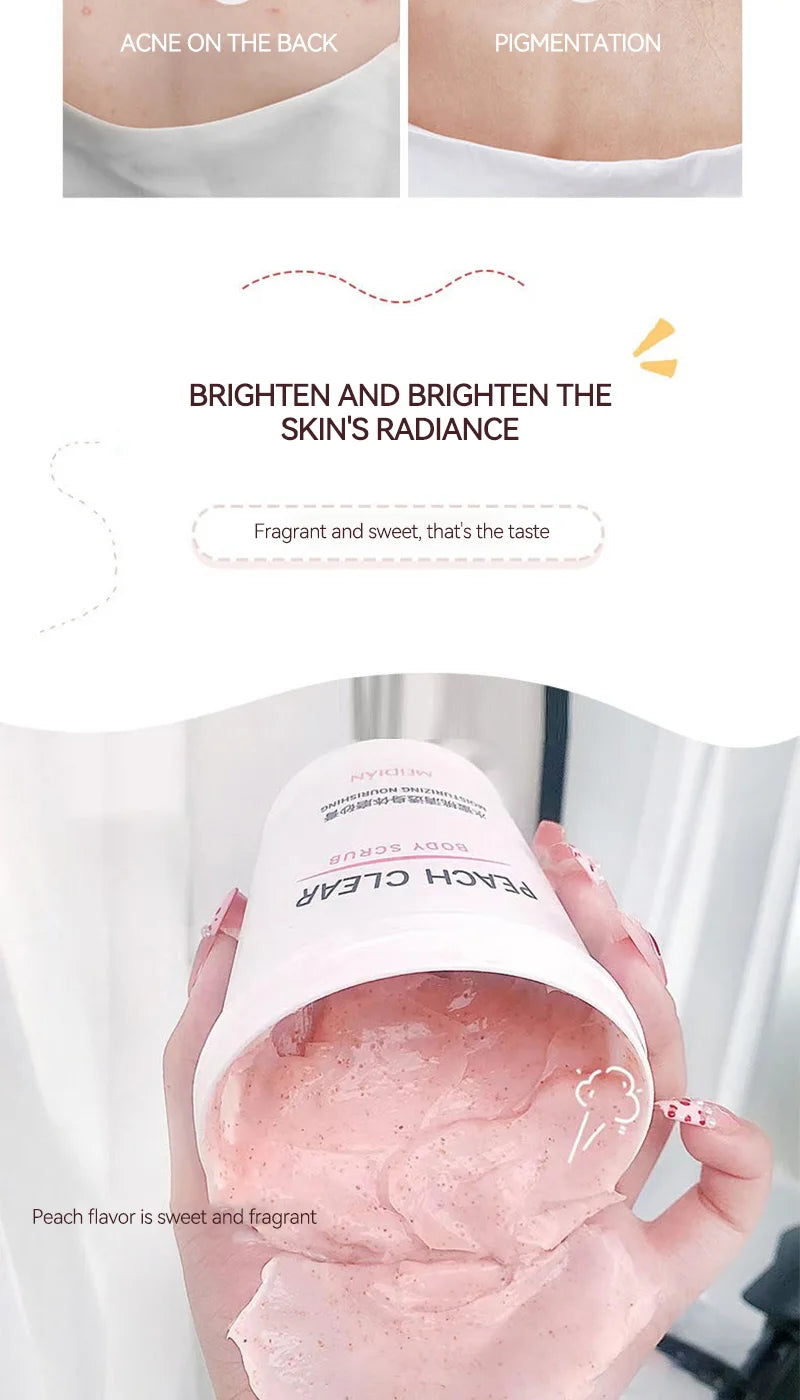 Peach Extract Body Scrub 200g - Natural Exfoliating Skin Smoothing Treatment Scrubs Treatments Tidesmit