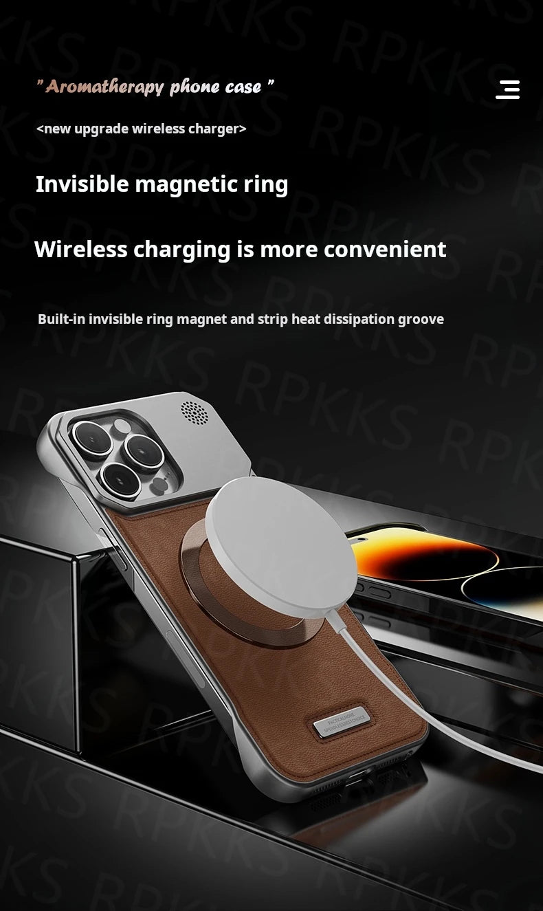 iPhone 15 Leather Aromatherapy Case with Magnetic MagSafe Protection Tidesmit