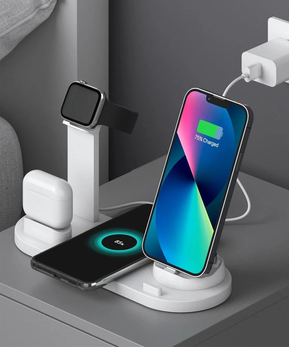 Wireless Charging Station for iPhone & AirPods | Qi Certified Fast Pad White Tidesmit