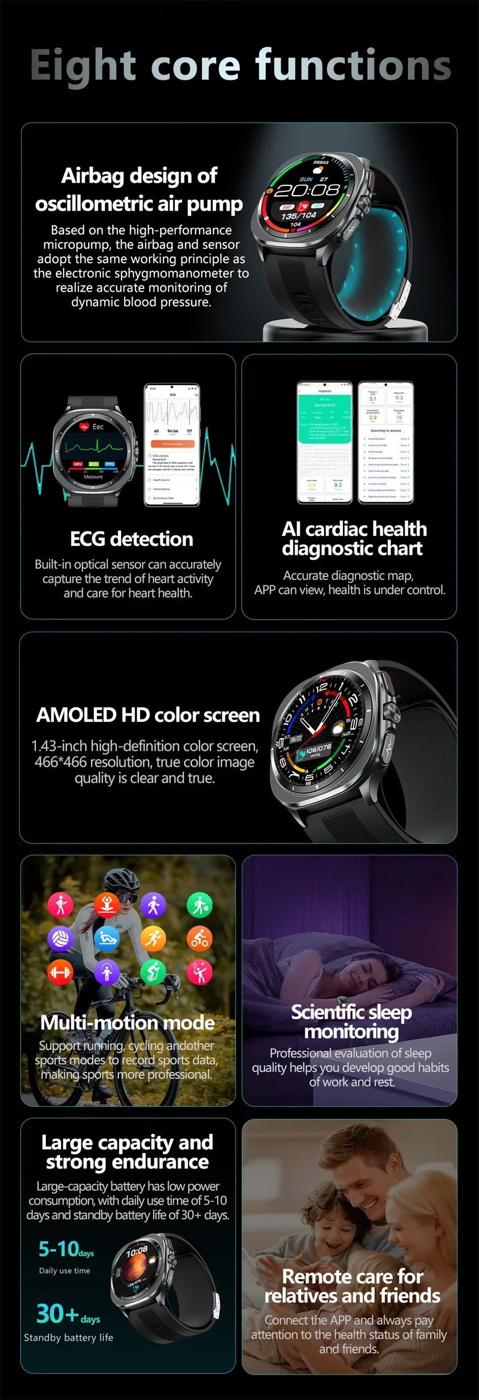 for Samsung Air Pump Airbag Smart Watch Men, Micro Physical Examination Accurate Measure Blood Pressure Sport SmartWatch 2025New