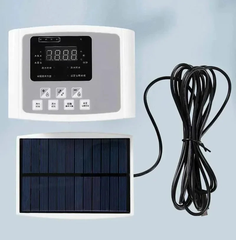 Automatic Solar Energy Drip Irrigation Device Double Pump Adjustable Valve Controller Timer System Intelligent Garden Watering