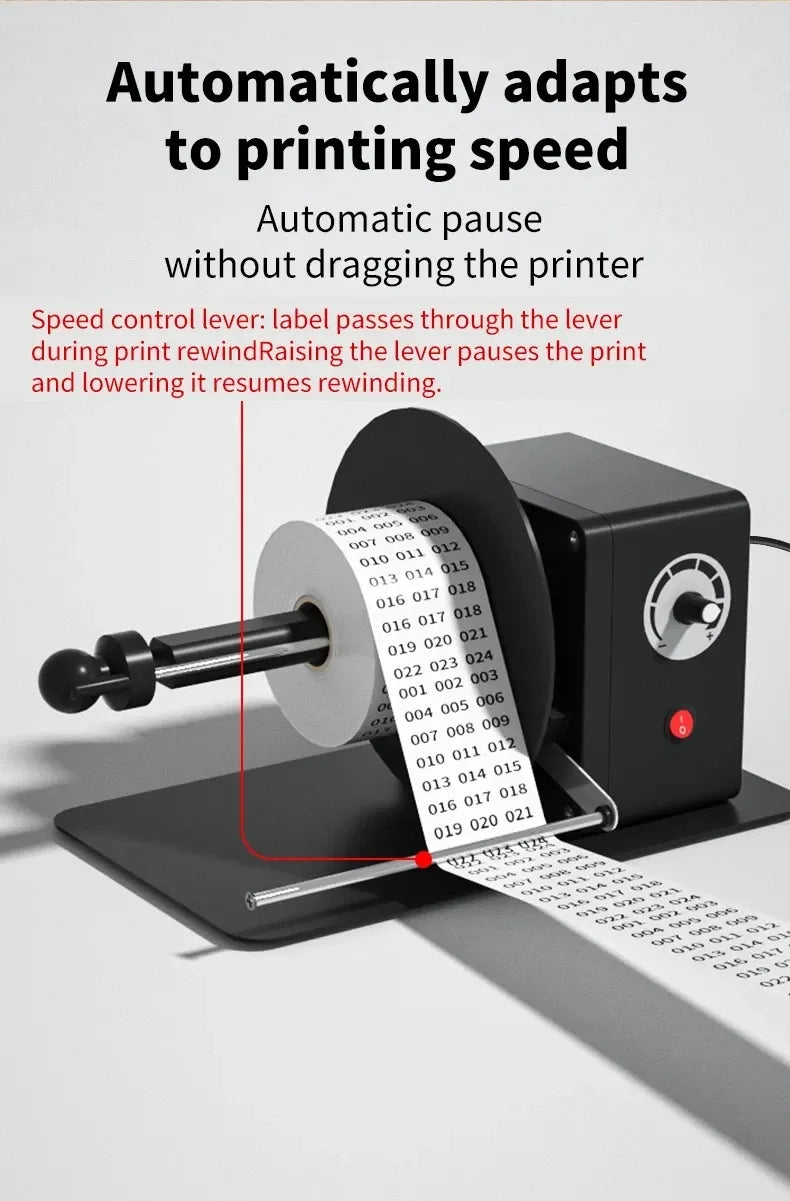 Stepless Speed Adjustable Label Rewinder Auto-sensing Barcode Label Dispenser for Industrial and Office Label Rewinding Projects