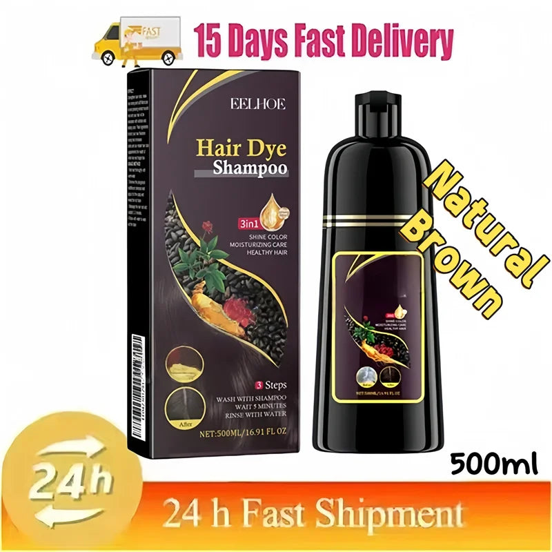 Hair Color Shampoo for Gray Hair 3 in 1 Black Hair Dye Shampoo for Women&Men Natural Herbal Safety Nourishing Hair Care Cream