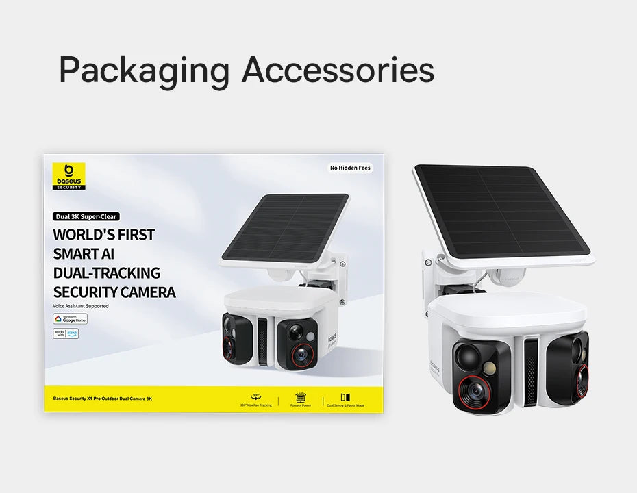 Baseus Security X1 Pro Outdoor Dual Camera Wireless 3K Camera Solar Panel Face Recognition Smart AI Tracking Security Camera