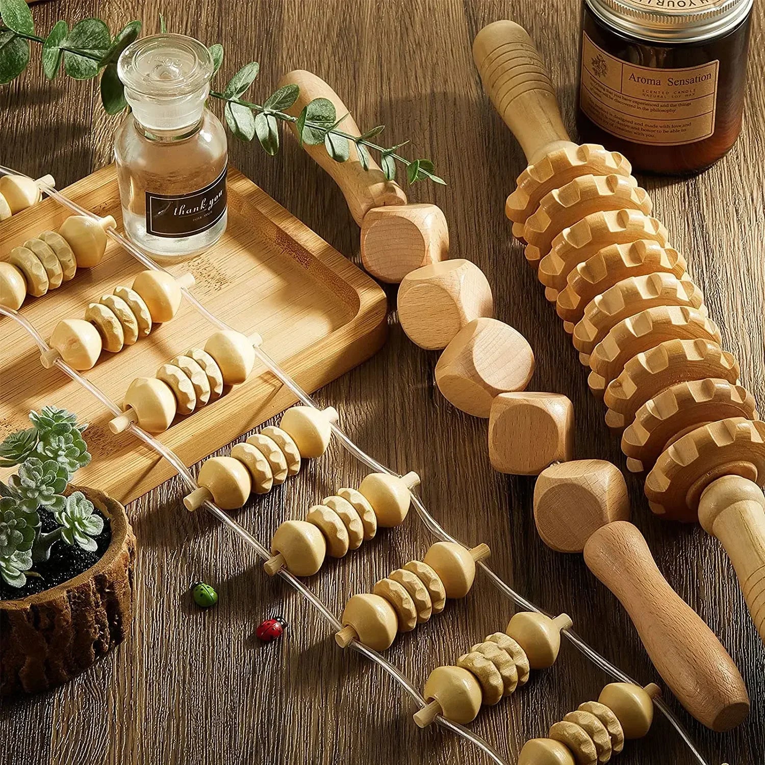 Wooden Lymphatic Drainage Massager Tool for Targeted Body Contouring Back Massage Instrument Tidesmit