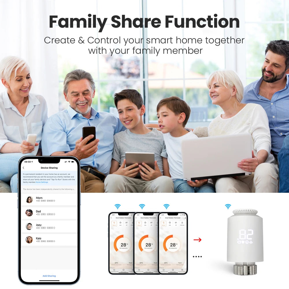 ZigBee 3.0 Smart Radiator Thermostat - TRV06 App Control & Voice Tidesmit