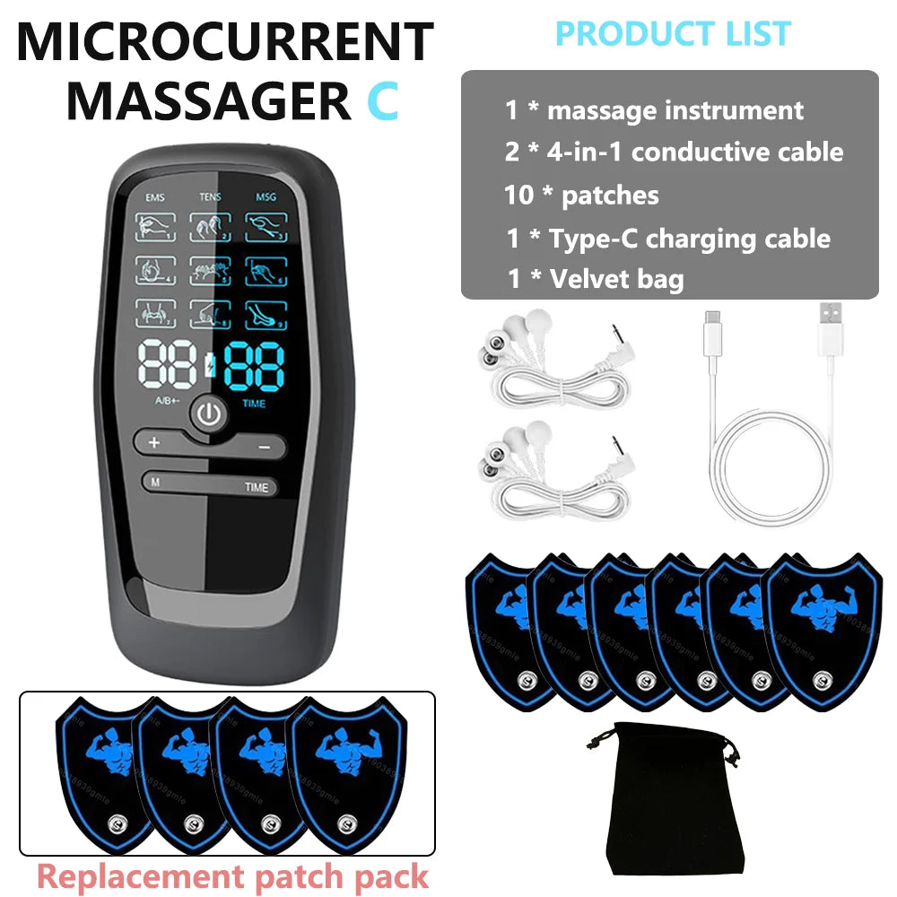 TENS Muscle Stimulator - Electric EMS Body Massager for Pain Relief Body Shaping Massage Equipment Set C Tidesmit