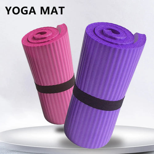Yoga mat for fitness and pilates, side view of two portable 1.5cm NBR smart yoga mats for rehabilitation and floor work.