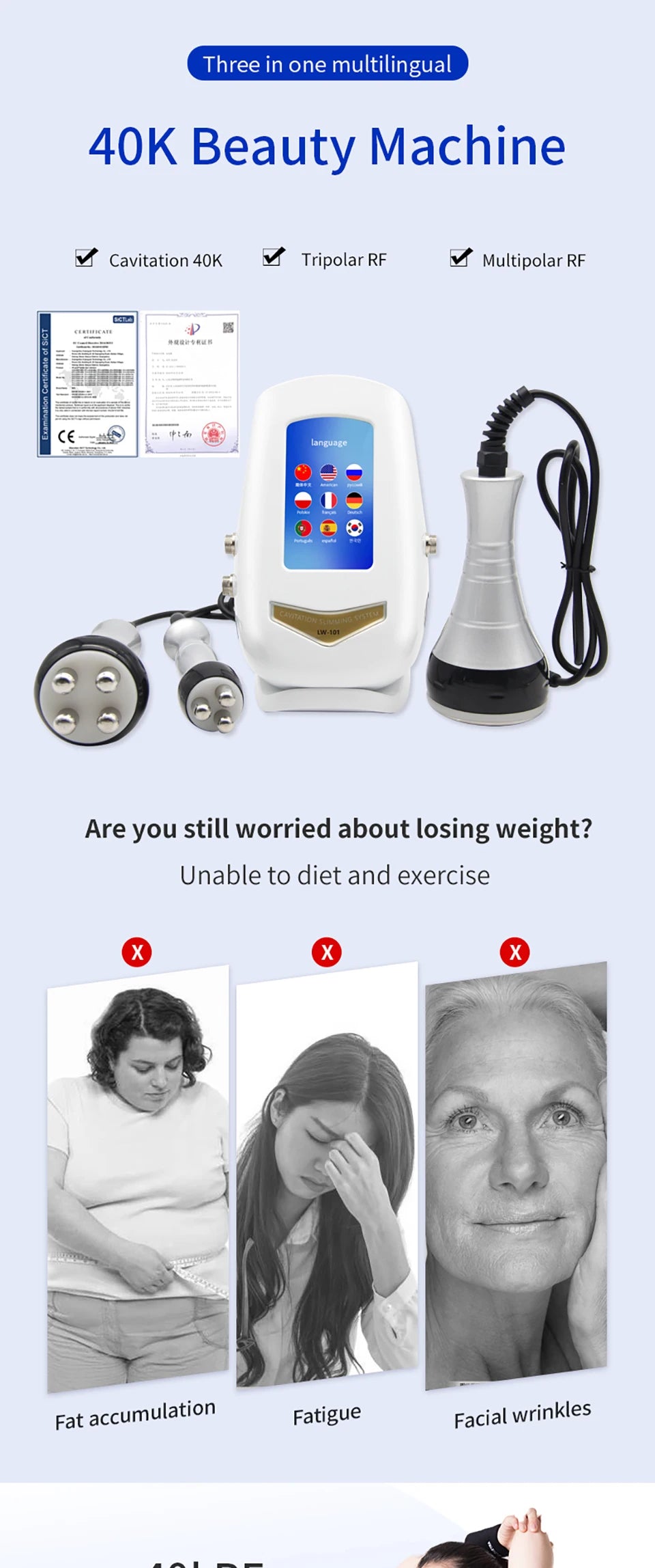 40K Cavitation Machine & RF Body Slimming Device for Targeted Massage Body Shaping Massage Equipment Tidesmit