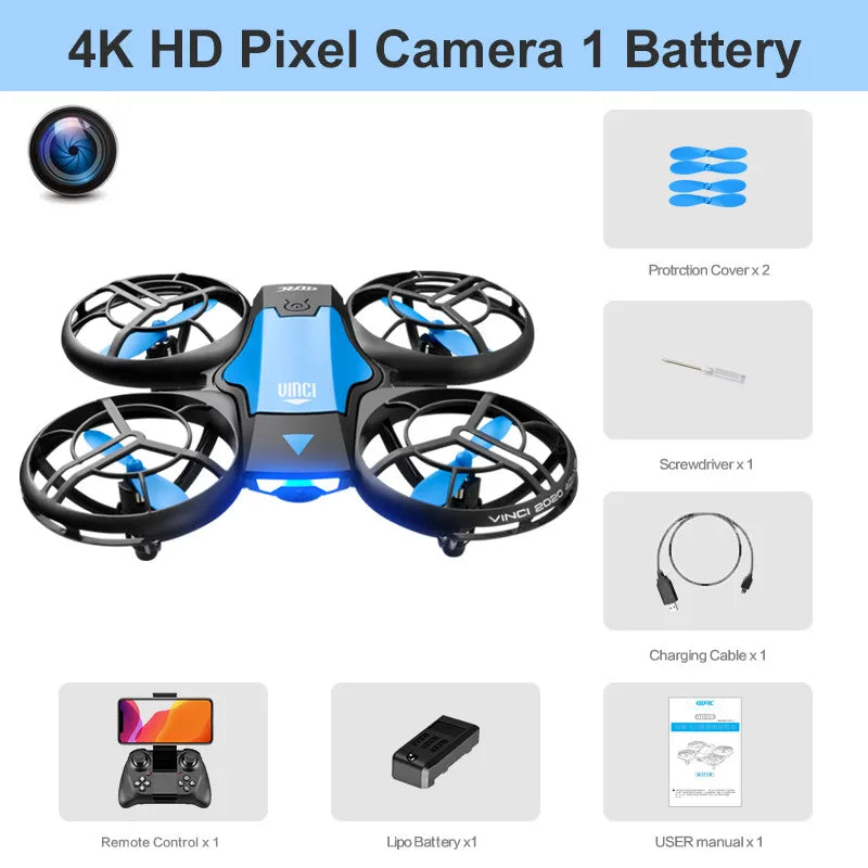 4K Camera Drone - Foldable Beginner Quadcopter with Obstacle Avoidance Blue-4K-1B Tidesmit