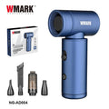 WMARK NG-AD004 blue cordless mini vacuum and air duster for barbers with attachments, 100k RPM, portable design.