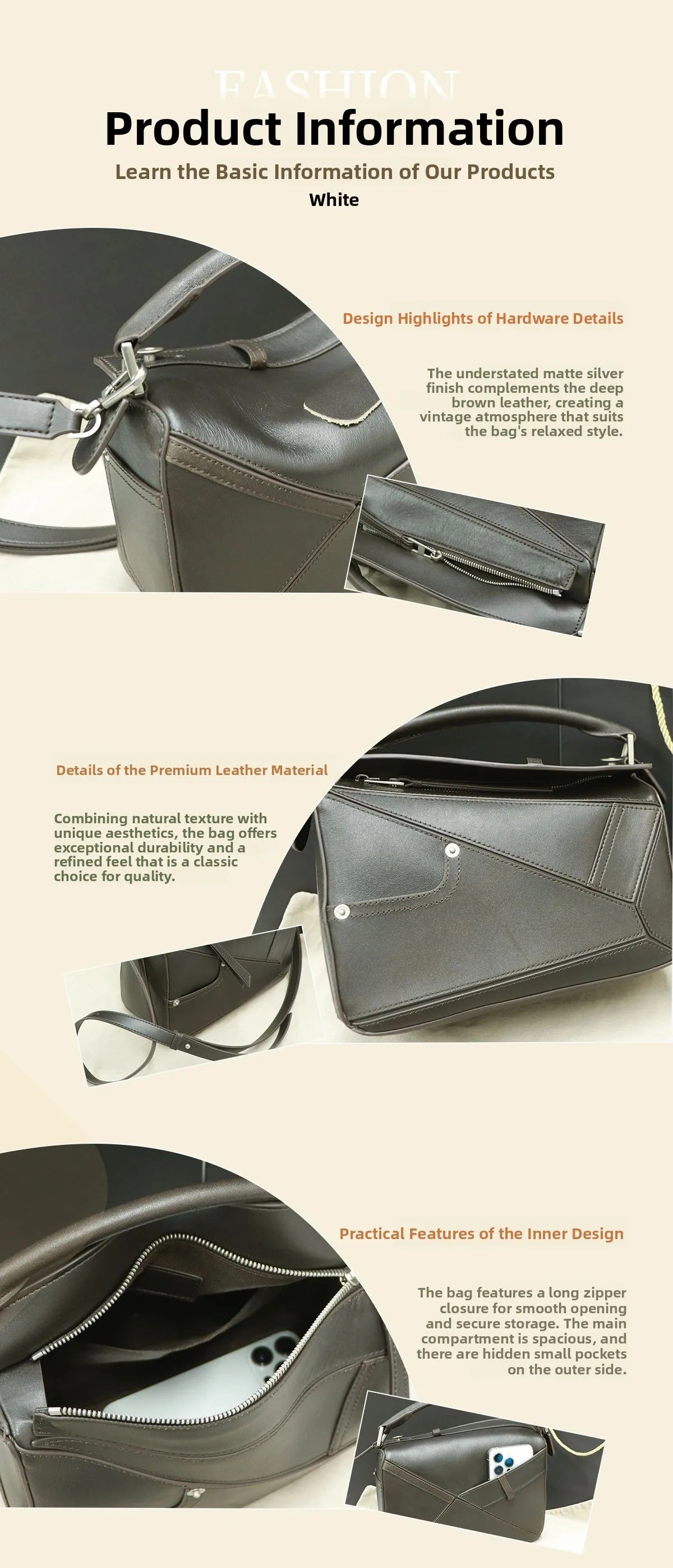 New 2025 Panta Geometric Patchwork Natural Dye Leather Pillow Shaped Handbag Top Layer Cowhide Shoulder Bag for Daily Use