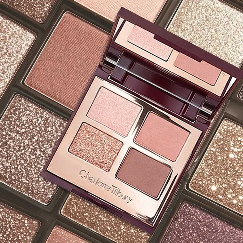 Tidesmit 9 color rose pink eyeshadow palette matte and glitter shimmer texture swatch for face makeup