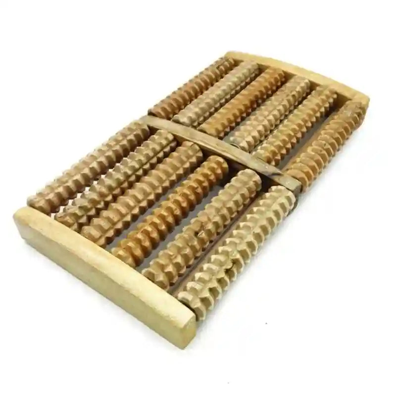 Wooden Foot Massager Roller | Deep Tissue Reflexology Tool Massage Roller 6 rows Tidesmit