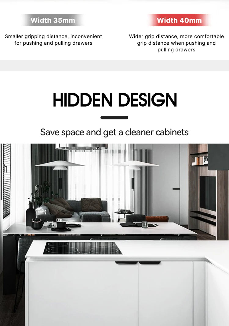 Aluminum Alloy Handles Invisible Furniture Pulls Cabinet Drawer Knobs Wardrobe Door Handles Hidden Hardware Accessories