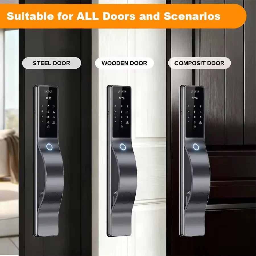 Tuya Smart Locks 3D Face Recognition Smart Door Lock With Camera WIFI Biometric Fingerprint Security Fully Automatic Door Locks