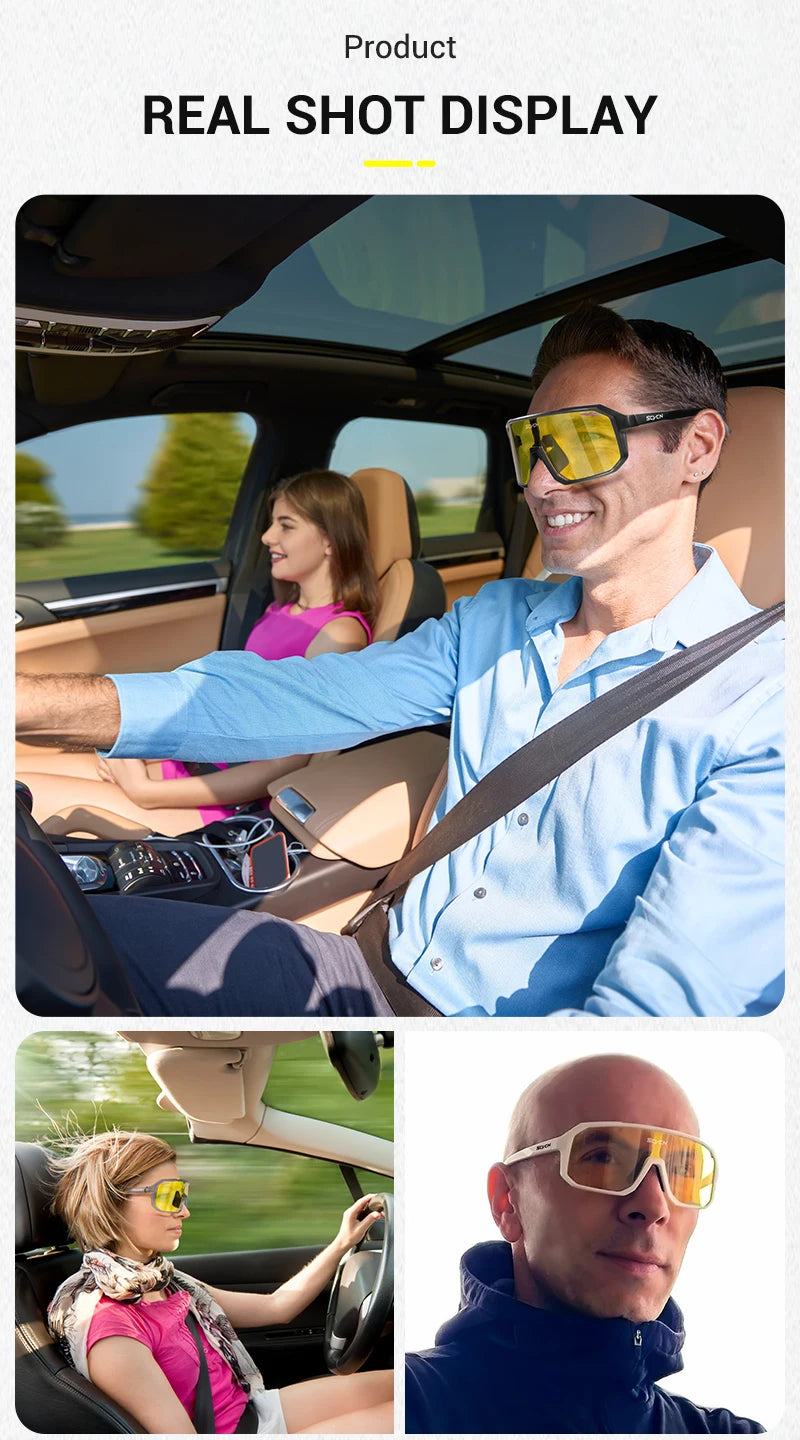 SCVCN New Yellow Polarized Night Cycling Sunglasses Bike MTB Motorcycle Glasses Outdoor Sports Fishing UV400 Glasses Men Women