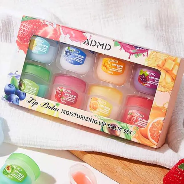 Moisturizing Lip Balm Set: 8pc Fruit Lip Treatment by Tidesmit Lip Care 1 box China Mainland Tidesmit