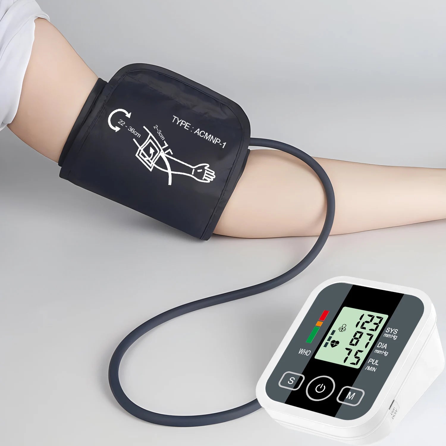 Portable LED Upper Arm Blood Pressure Monitor Portable Digital Tonometer Sphygmomanometer BP Monitor