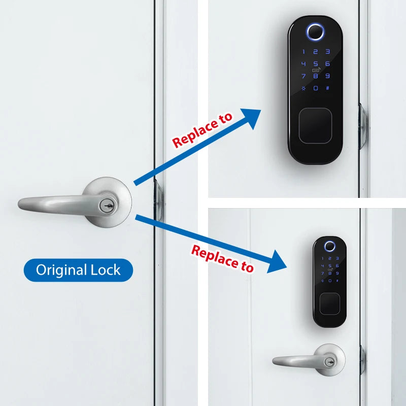 R5 PRO Rust Proof Coating Fingerprint TTLock App Outdoor Lock Remote Control Power Saving Code Smart Door Lock Electric Rim Lock