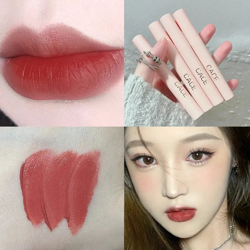 Tidesmit matte liquid lipstick set swatch featuring 4 shades plus lip plumper balm and necklace gift