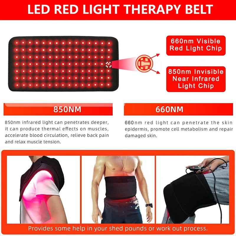 Red Light Therapy Infrared Heating Belt for Deep Tissue Muscle Relief Massage Cushion Tidesmit