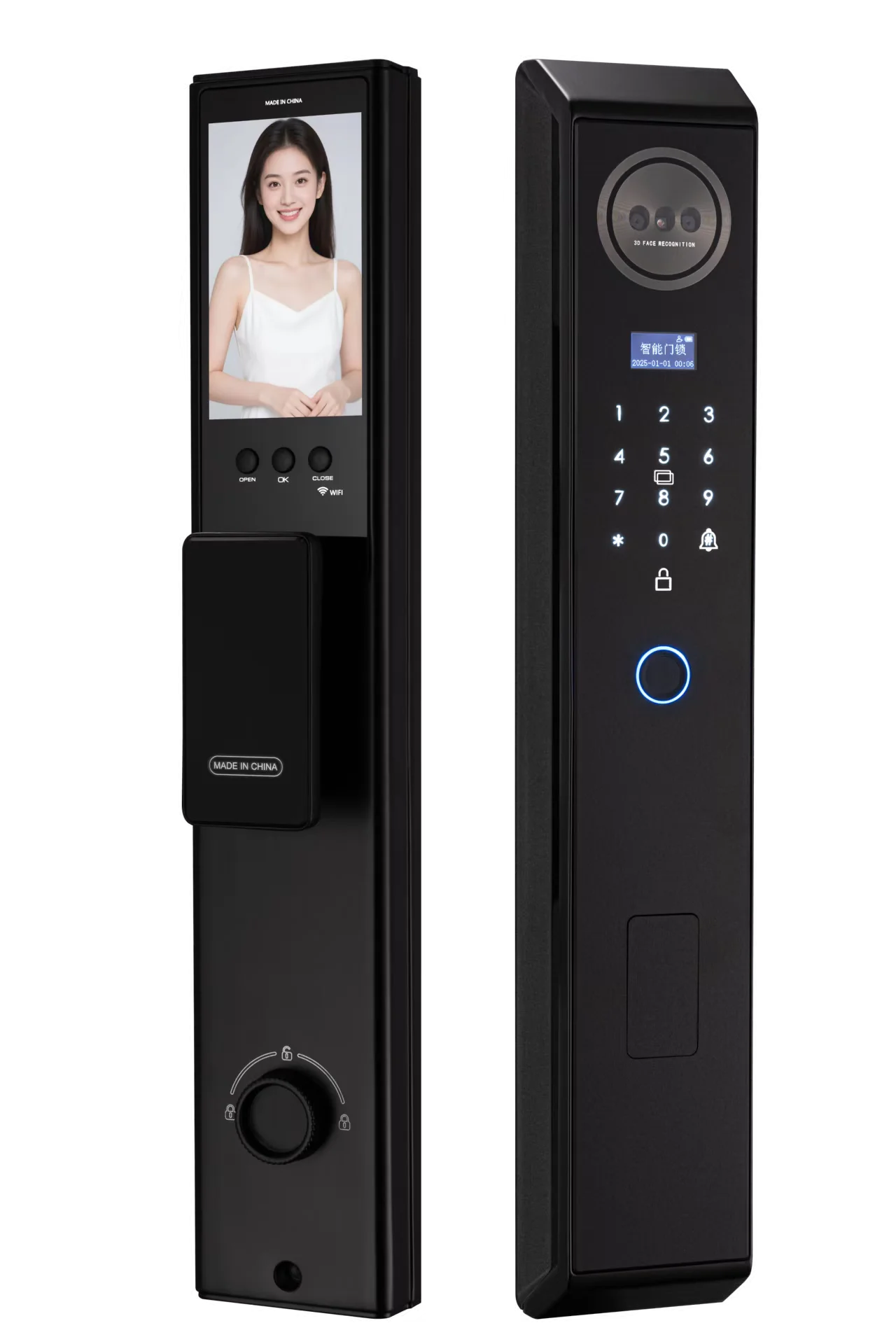 Smart lock with Camera 3D Facial Recognition Electronic Door Lock with Visual Doorbell for Video Surveillance