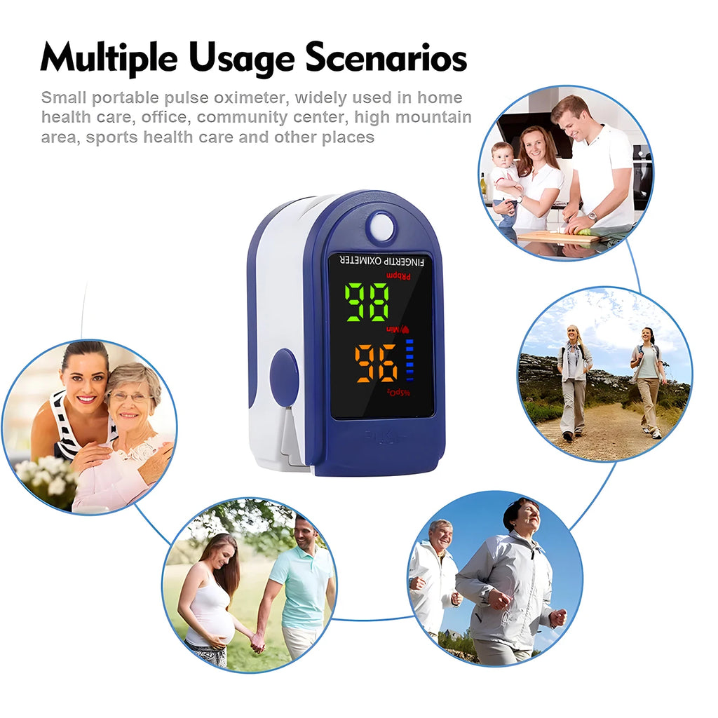 LED Oximeter Fingertip Pulse Blood Oxygen Saturation Monitor Testing SpO2 Home Digital Oximetry